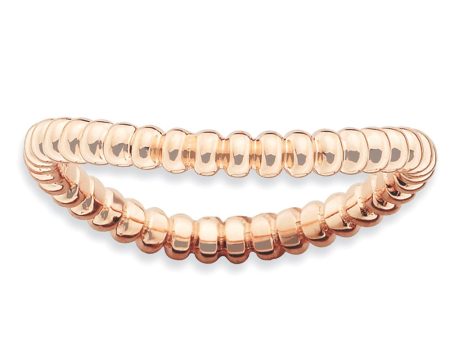 2.25mm Stackable 14K Rose Gold Plated Silver Curved Beaded Band For Discount