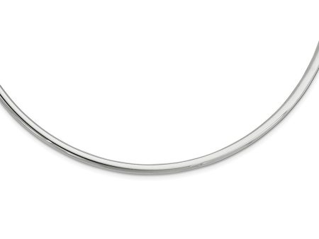 4mm Polished Sterling Silver Neck Collar Necklace, 18 Inch Cheap