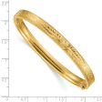 6mm 14k Yellow Gold Diamond Cut Concave Hinged Bangle Bracelet, 8 Inch Hot on Sale