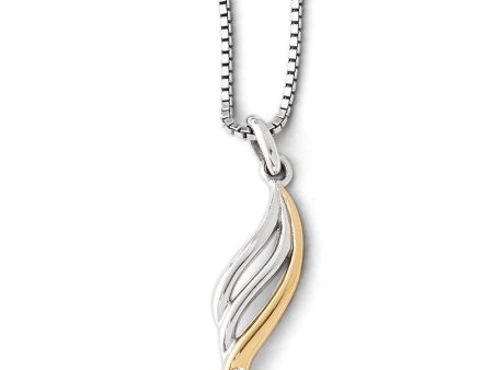 Wave Diamond Necklace in Rhodium & Gold Tone Plated Silver, 18-20 Inch Cheap