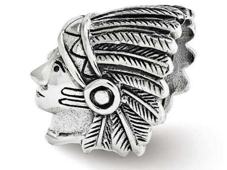 Antiqued Sterling Silver 3D Chief in Headdress Bead Charm Online Sale