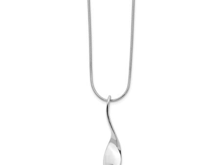 Twisted Diamond Pendant Necklace in Rhodium Plated Silver, 18-20 Inch on Sale