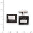 Men s Stainless Steel & Black Carbon Fiber Rectangular Cuff Links Hot on Sale