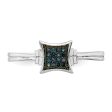 1 20 Ctw Blue Diamond 6mm Concave Square Ring in Sterling Silver Online