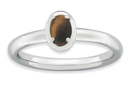 Sterling Silver Stackable Tiger s Eye 2.25mm Ring on Sale