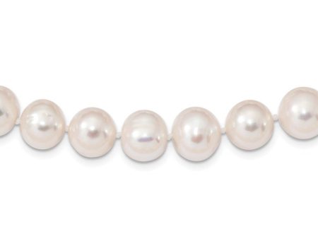 10-11mm, White FW Cultured Pearl & Sterling Silver Clasp Necklace For Sale