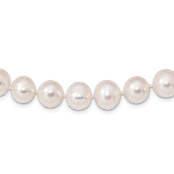 10-11mm, White FW Cultured Pearl & Sterling Silver Clasp Necklace For Sale