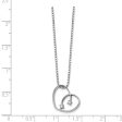 16mm Diamond Open Heart Necklace in Rhodium Plated Silver, 18-20 Inch For Discount