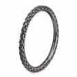 1.5mm Stackable Black Plated Silver Crisscross Band Hot on Sale