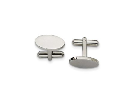 Men s Stainless Steel Polished Oval Cuff Links, 8 x 18mm Cheap