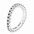 2.25mm Stackable Antiqued Sterling Silver Curved Wheat Pattern Band Online Hot Sale