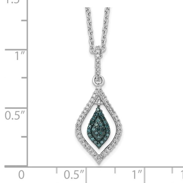 1 5 Ctw Blue & White Diamond Double Marquise Sterling Silver Necklace For Cheap