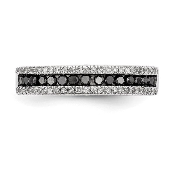 1 2 Ctw Black & White Diamond 4mm Tapered Sterling Silver Ring on Sale