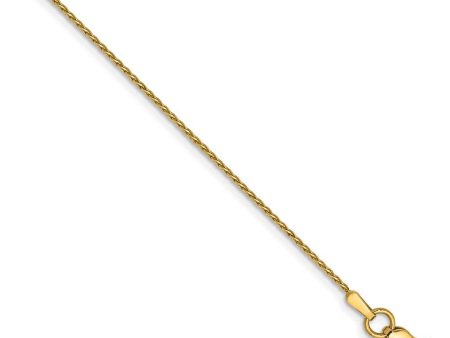 0.8mm, 14K Yellow Gold, Diamond Cut, Round Wheat Chain Anklet - 9 inch Sale