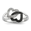 1 8 Ctw Black & White Diamond Double Heart Ring in Sterling Silver Online Sale