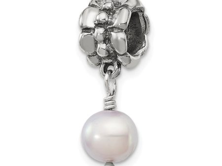 6mm Lavender FW Cultured Pearl & Sterling Silver Dangle Bead Charm Online Hot Sale