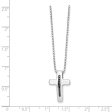 Black Diamond Cross Necklace in Rhodium Plated Silver, 18-20 Inch Supply