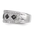 1 2 Ctw Black & White Diamond 9mm Tapered Ring in Sterling Silver Cheap