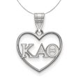 Sterling Silver Kappa Alpha Theta Heart Pendant Greek Necklace For Cheap