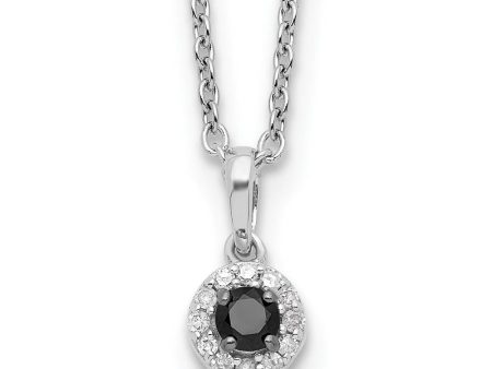 Black & White Diamond Tiny 6mm Circle Necklace in Sterling Silver For Discount