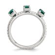 Sterling Silver Stackable Created Emerald Octagon Three Stone Ring Online Hot Sale