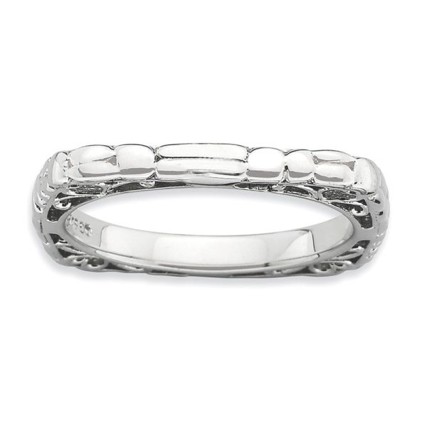 2.25mm Stackable Sterling Silver Square Cobblestone Band Supply