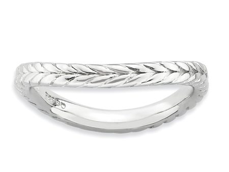 2.25mm Stackable Sterling Silver Curved Wheat Pattern Band For Cheap