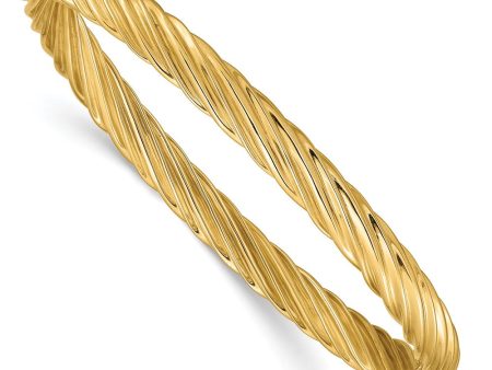 5.5mm 14k Yellow Gold Fancy Swirl Hinged Bangle Bracelet , 8 Inch Cheap