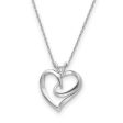 Rhodium Plated Sterling Silver Hugging Heart Necklace, 18 Inch on Sale