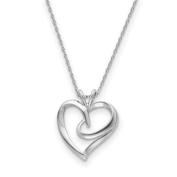 Rhodium Plated Sterling Silver Hugging Heart Necklace, 18 Inch on Sale