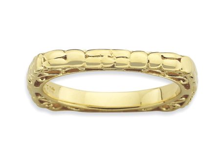 2.25mm Stackable 18K Yellow Gold Plated Silver Square Band Online now