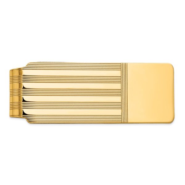 Men s 14k Yellow Gold Fold-Over Carved Money Clip For Sale