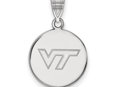 Sterling Silver Virginia Tech Medium Logo Disc Pendant on Sale