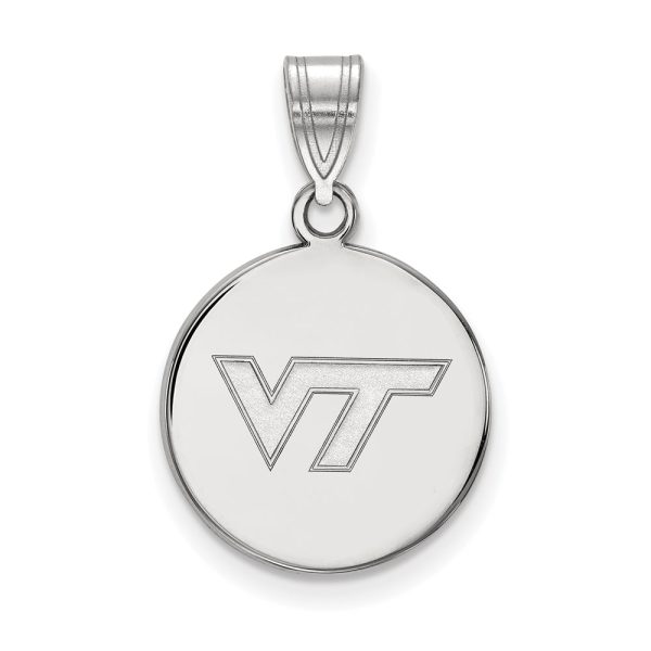 Sterling Silver Virginia Tech Medium Logo Disc Pendant on Sale