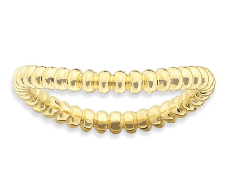 2.25mm Stackable 14K Yellow Gold Plated Silver Curved Beaded Band For Discount