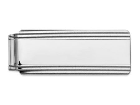 Men s 14k White Gold Striped Edge Fold-Over Money Clip Online