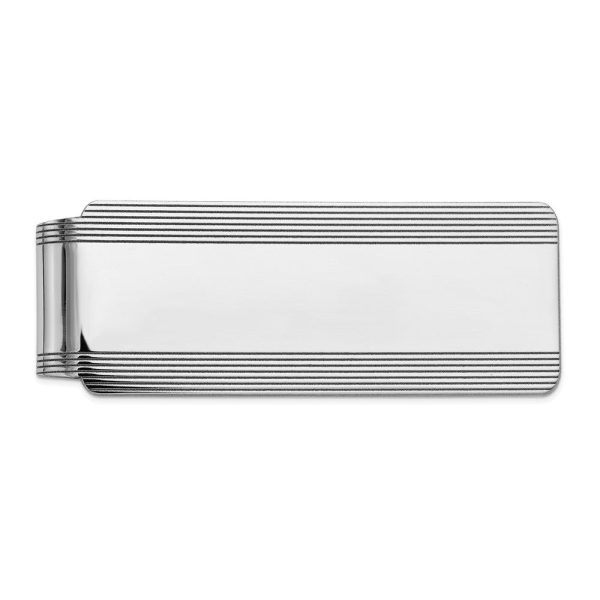 Men s 14k White Gold Striped Edge Fold-Over Money Clip Online