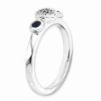 Sterling Silver Stackable Created Sapphire & .05Ctw HI I3 Diamond Ring Discount