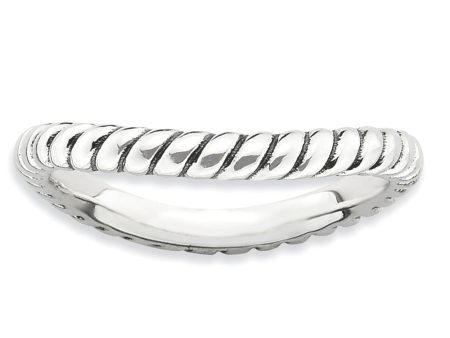 2.25mm Stackable Antiqued Sterling Silver Curved Rope Band Supply