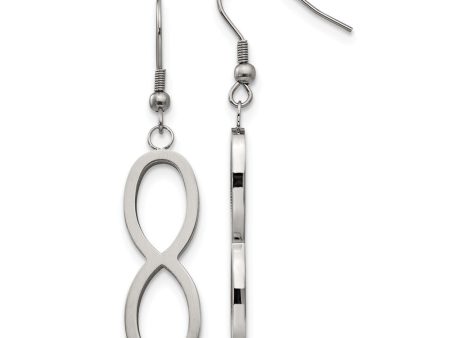 Brushed Infinity Symbol Dangle Earrings in Stainless Steel Supply