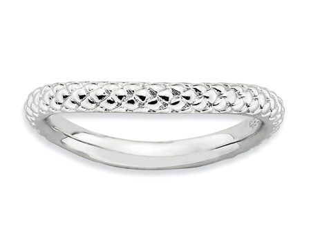 2.25mm Stackable Sterling Silver Curved Textured Band For Discount