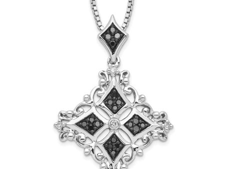 1 4 Ctw Black & White Diamond Ornate Necklace in Sterling Silver Discount