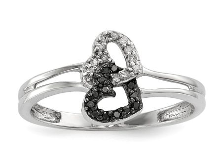 1 10 Cttw Black & White Diamond Double Heart Sterling Silver Ring Online