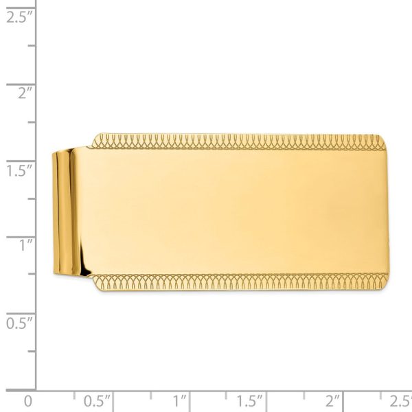 Men s 14k Yellow Gold Etched Edge Polished Fold-Over Money Clip Supply