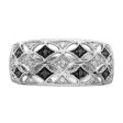 1 8 Ctw Black & White Diamond 9mm Tapered Sterling Silver Ring Online Hot Sale