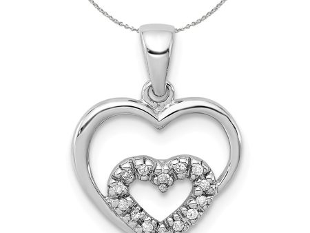 .05 Ctw Diamond Heart in Heart Pendant in Sterling Silver Necklace Supply