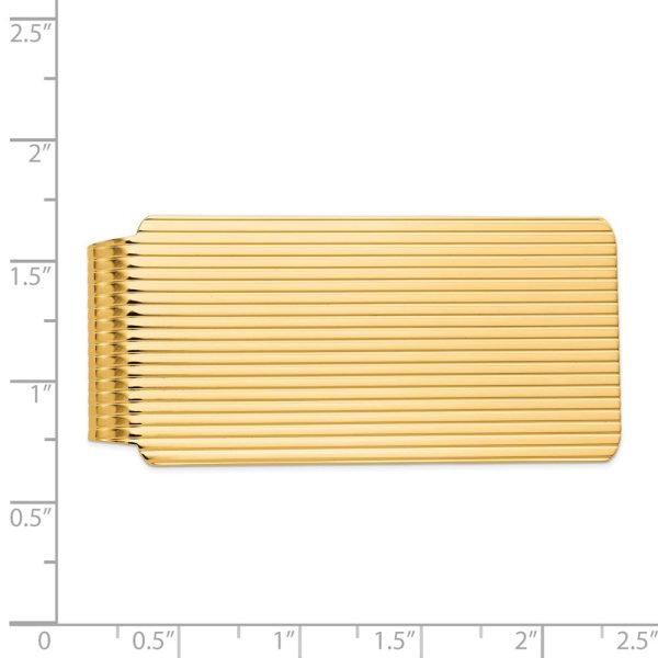 Men s 14k Yellow Gold Striped Wide Fold-Over Money Clip Online Hot Sale