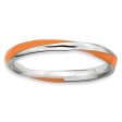 2.5mm Silver Twisted Orange Enameled Stackable Band Hot on Sale