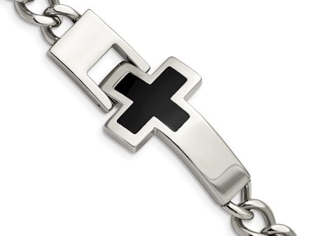 Men s Stainless Steel Cross Bracelet, 9.25 Inch Supply