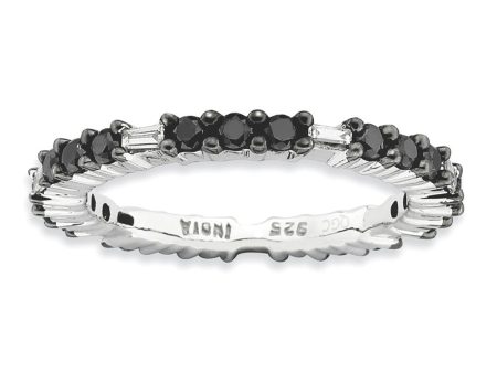 2.25mm Sterling Silver Stackable 7 8 Ctw Black & HI White Diamond Band Online Sale